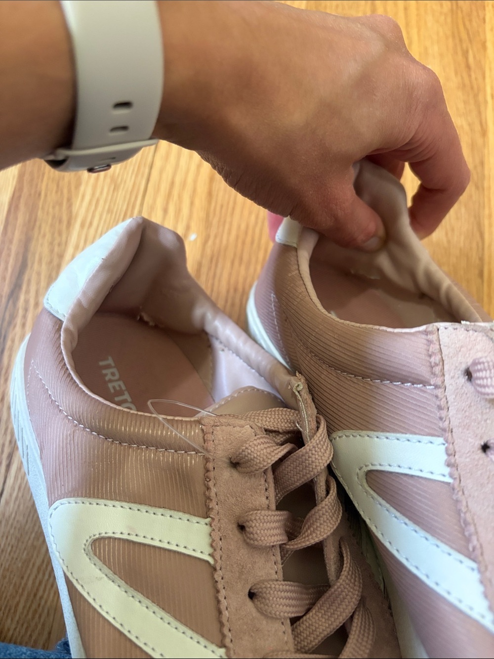 Tretorn Blush Pink and Cream Classic Low-Tops - Picture 9 of 10